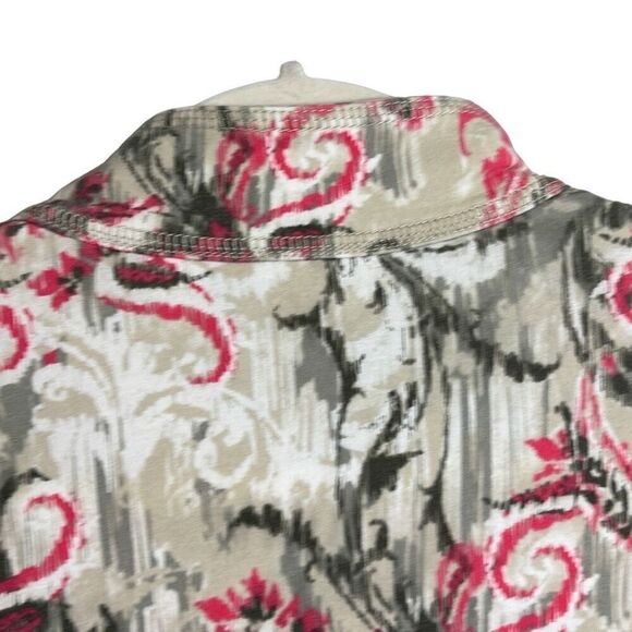 Chico’s Weekends soft zip front print three quarter sleeve transitional jacket L - Picture 7 of 12